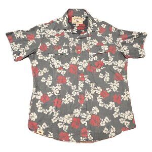 Western Hawaiian Beach-vibe Western Aloha shirt w/pearl snaps, Men's size XL
